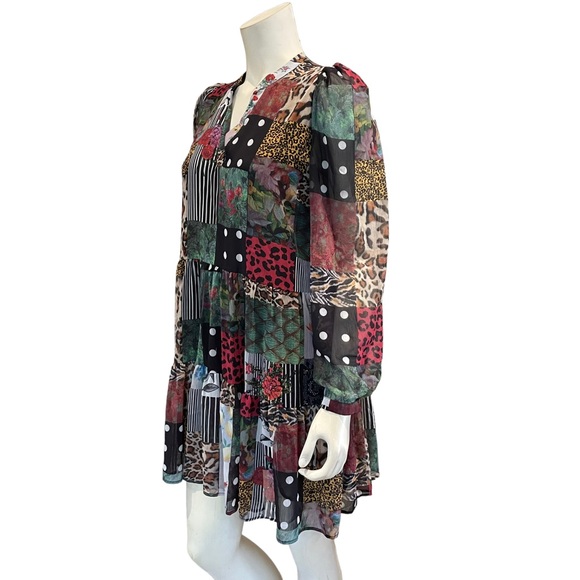 Desigual Dress Chiffon Patchwork Long Sleeve Minidress NEW w/tags - Picture 5 of 15